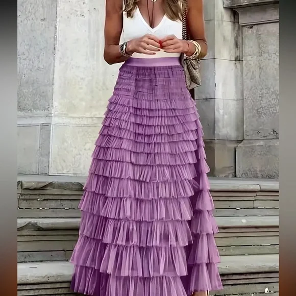 Tulle tiered maxi skirt - Picture 2 of 12